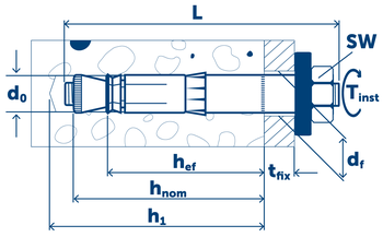 Sormat Анкер LIEBIG SUPERPLUS BLS самоподрезающий оцинкованный M16-25/200/40