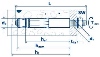 Sormat Анкер LIEBIG SUPERPLUS BLS‑P самоподрезающий оцинкованный NON-CRACKED CONCRETE C20/25